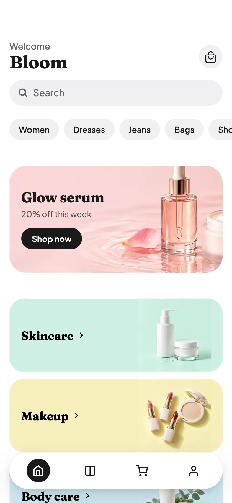 Beauty look: Home screen