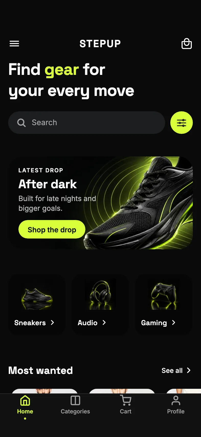 Night look: Home screen