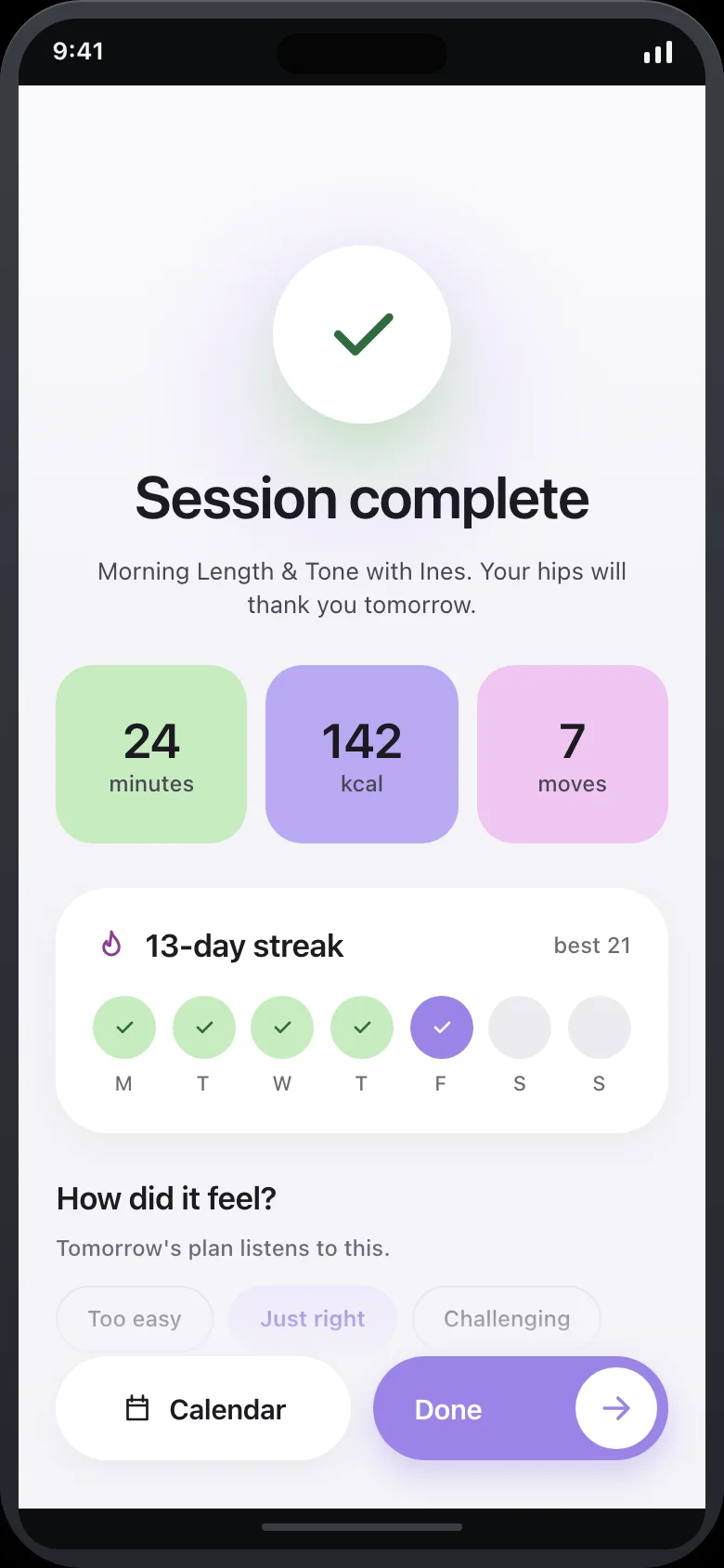 Plielle (AI Pilates & Barre Home Studio) — Session Done