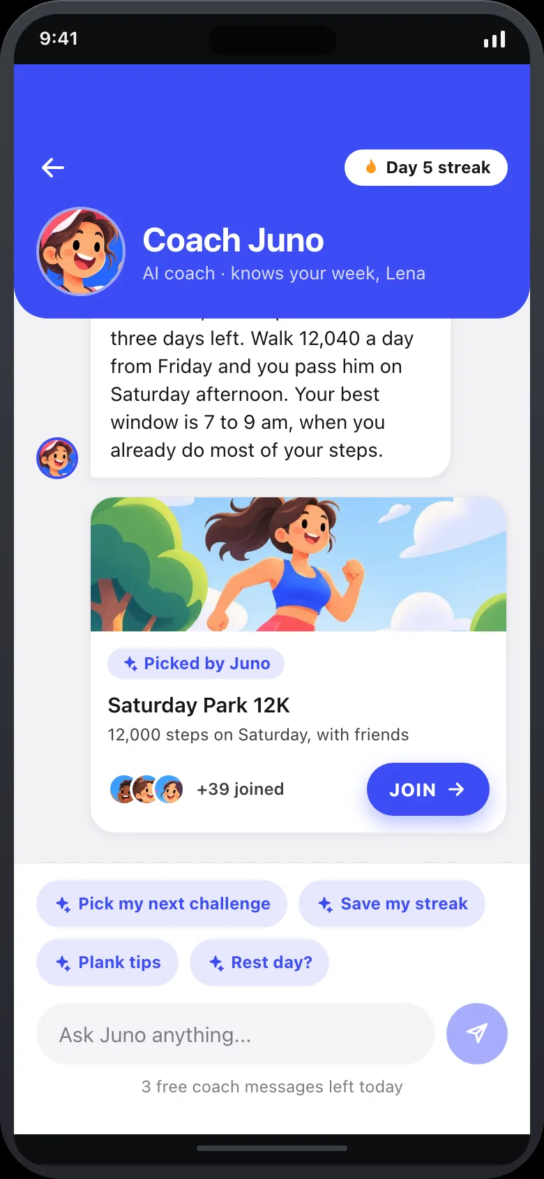 Stepwick (AI Fitness Challenges & Community) — Coach