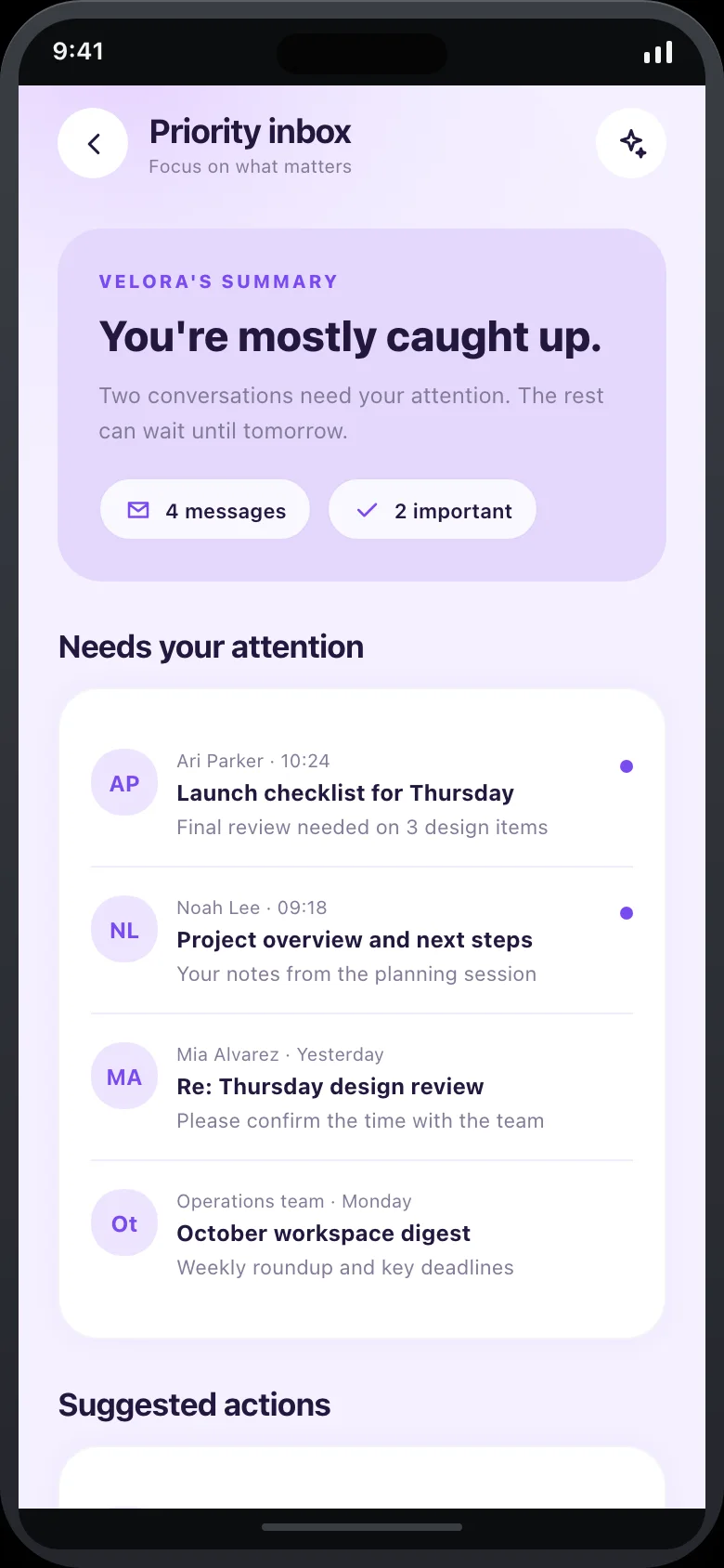 Velora Ambient AI — Inbox
