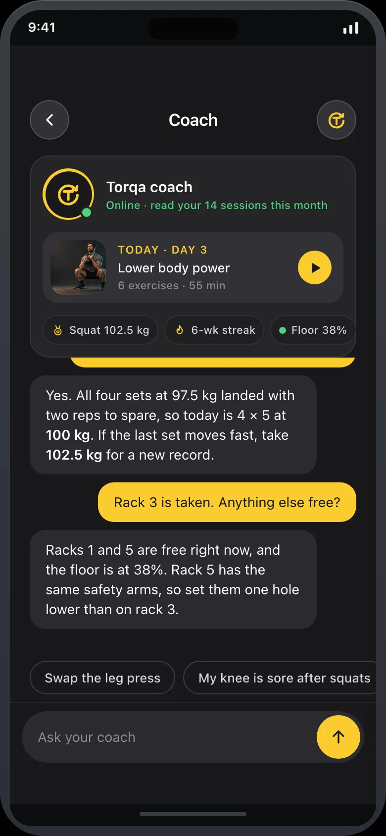Torqa (AI Gym Membership & Program Builder) — Coach