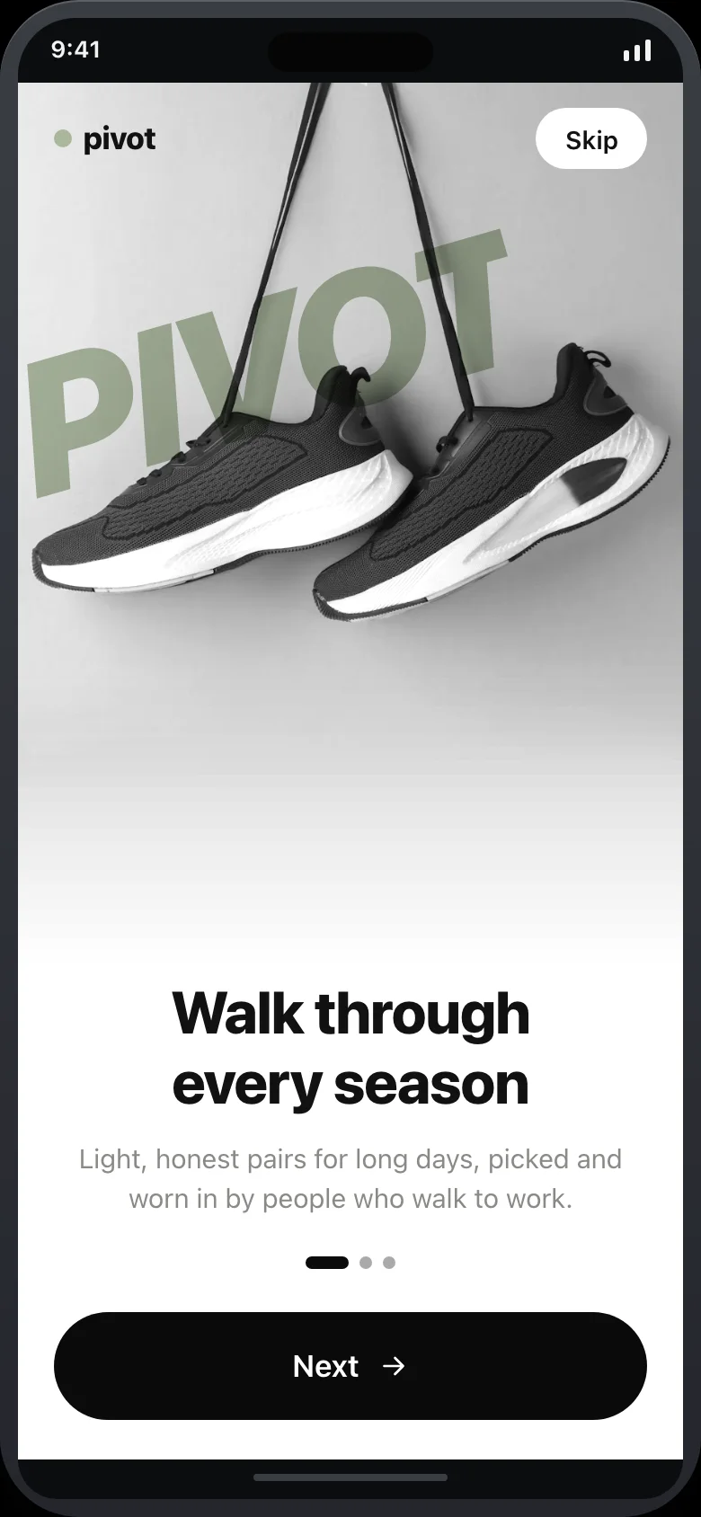Pivot (Turntable Sneaker Shop) — Onboarding