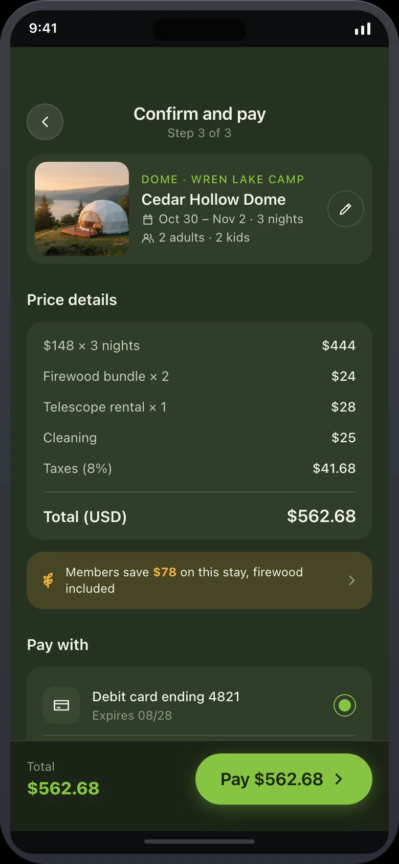 Fernlo (AI Glamping & Campsite Booking) — Checkout