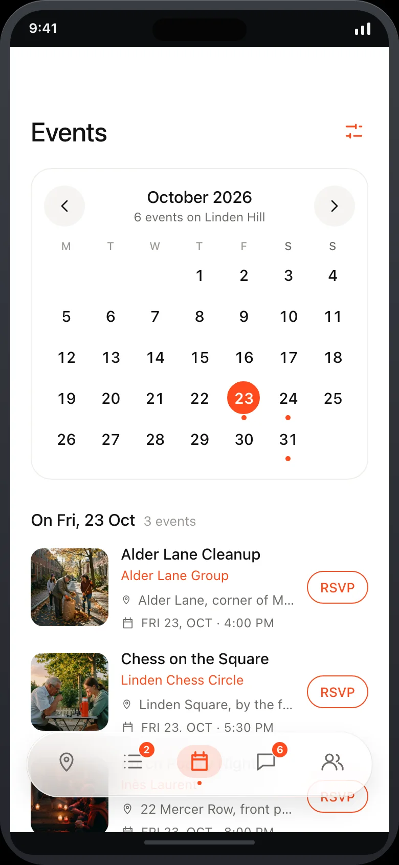 Porchly (AI Neighborhood Community) — Events