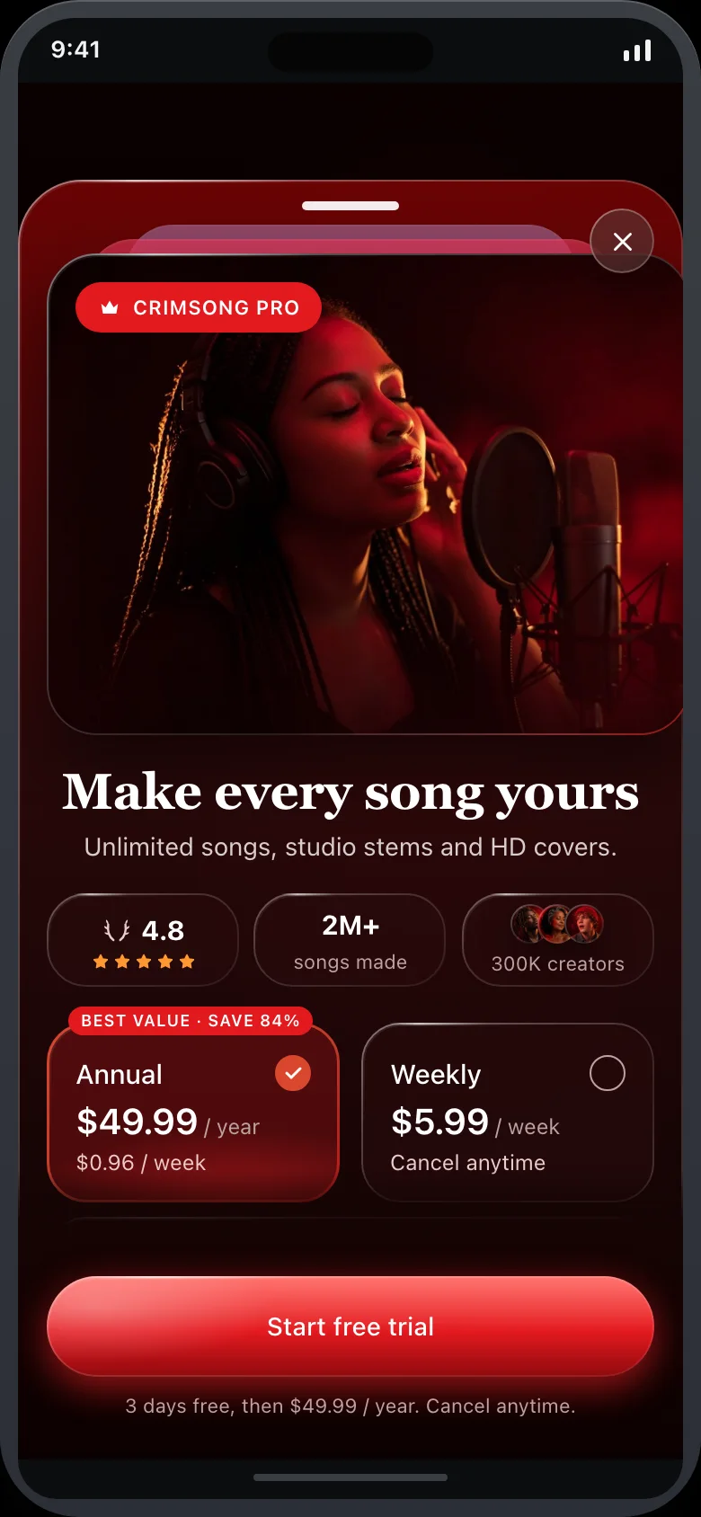 Crimsong (AI Song Generator) — Paywall