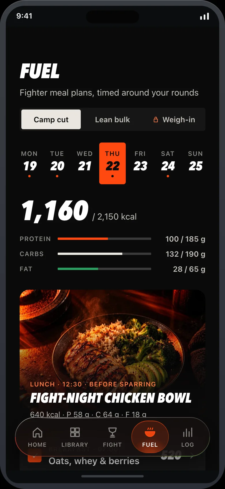 Knuckra (AI Boxing & HIIT Coach) — Meals