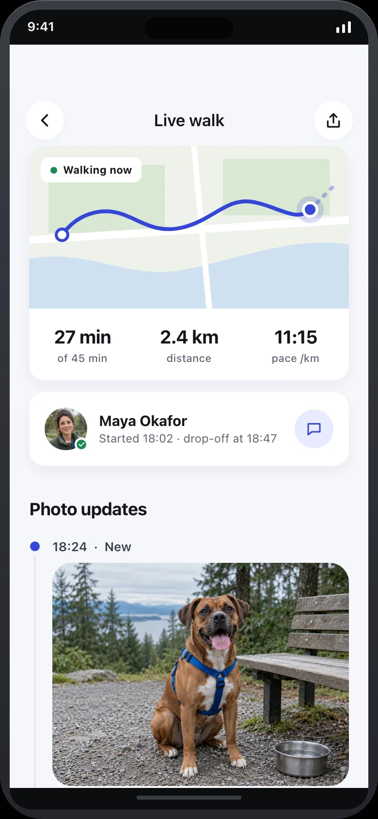 Tendro (AI Pet Sitter & Pet Cam) — Live Walk