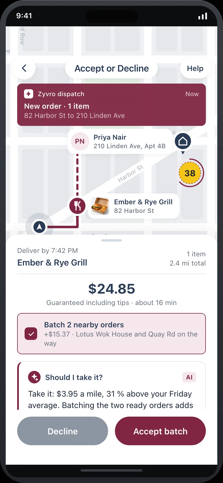 Zyvro Rider (AI Food Delivery Courier & Route Optimizer) — Offer