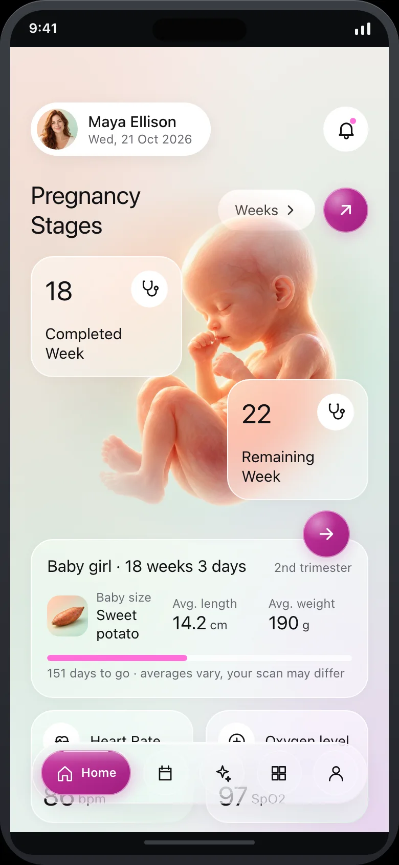Nestlune (AI Pregnancy Companion) — Home