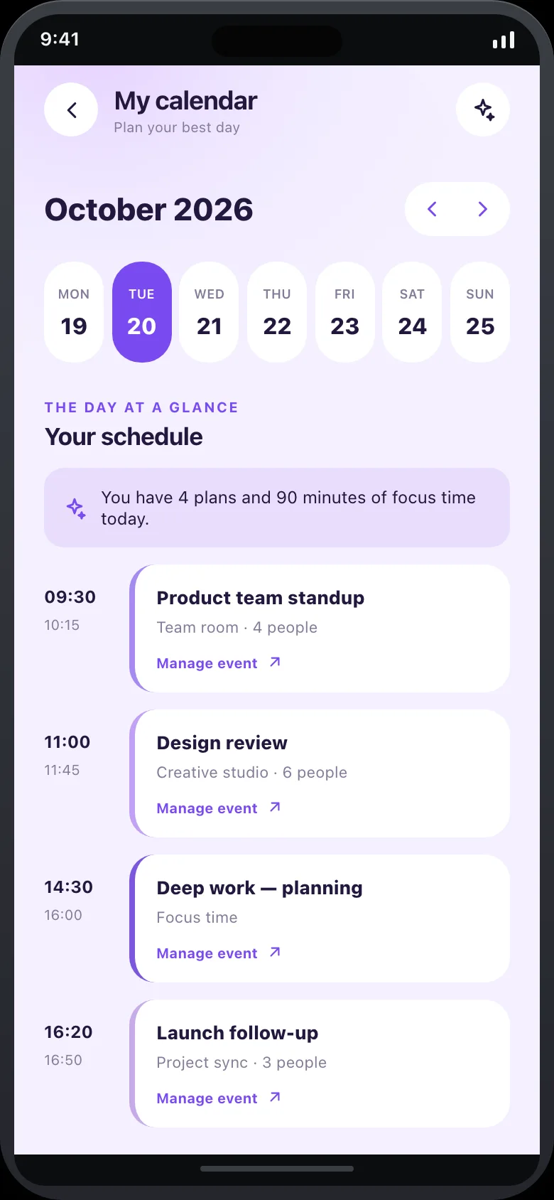 Velora Ambient AI — Calendar