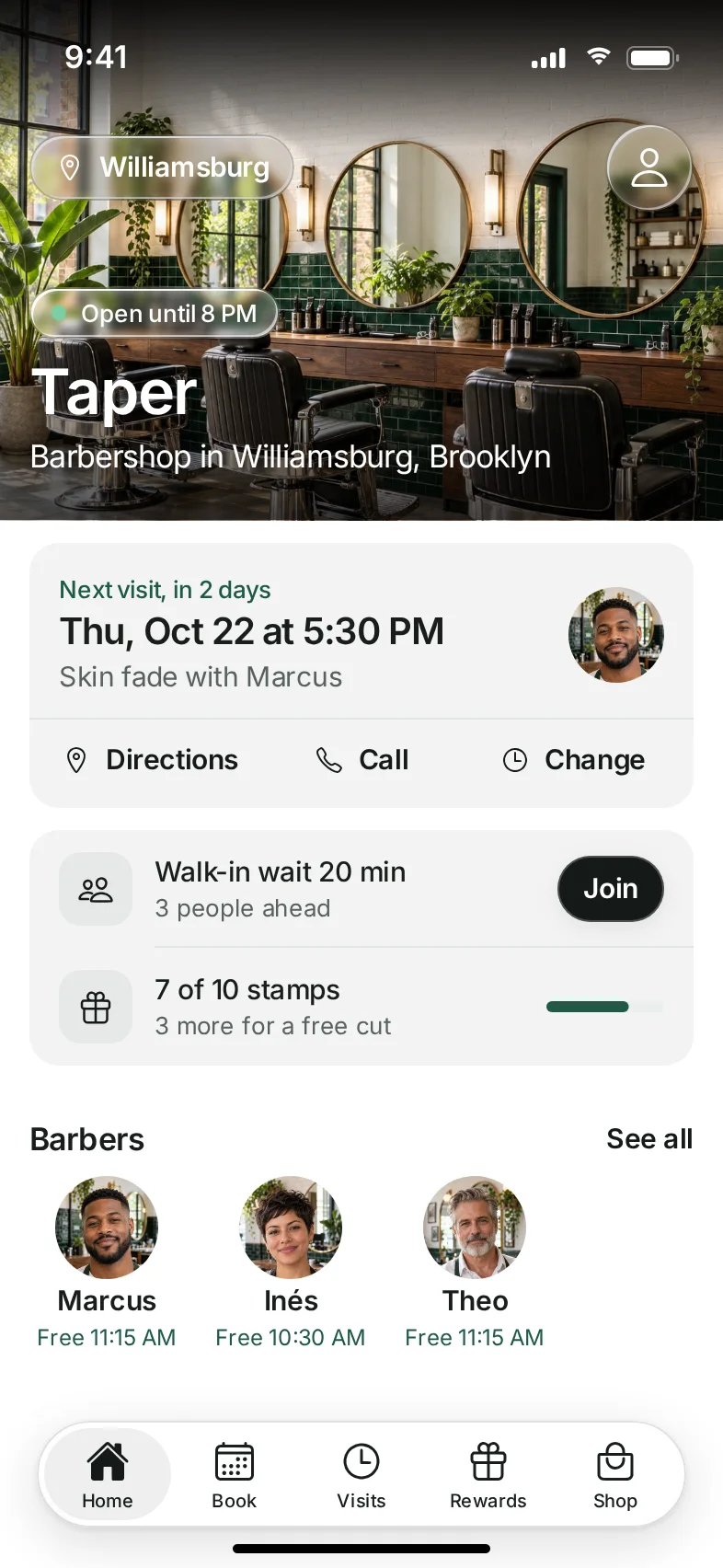 Taper Barbershop Booking App — Your shop, your next visit