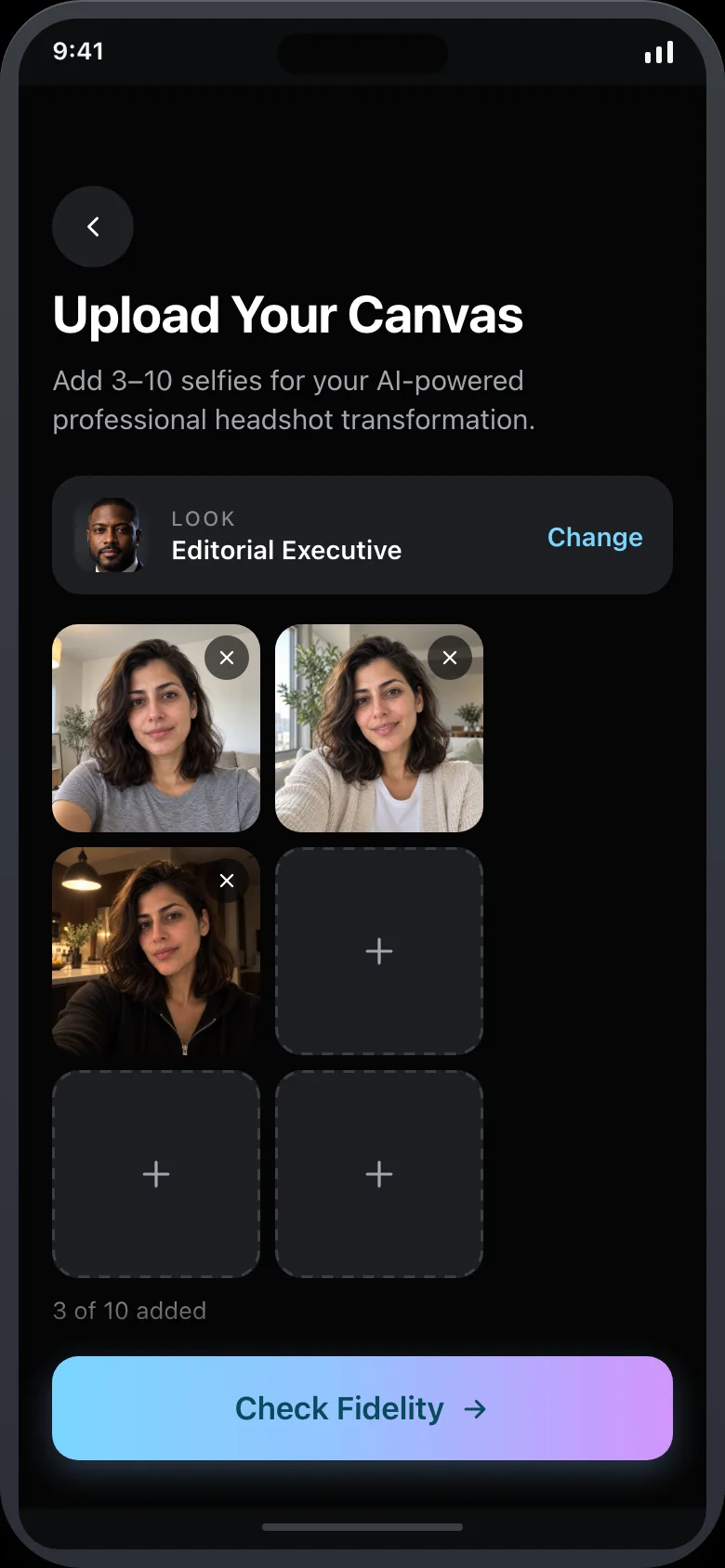 Sittera (AI Headshot Studio) — Upload