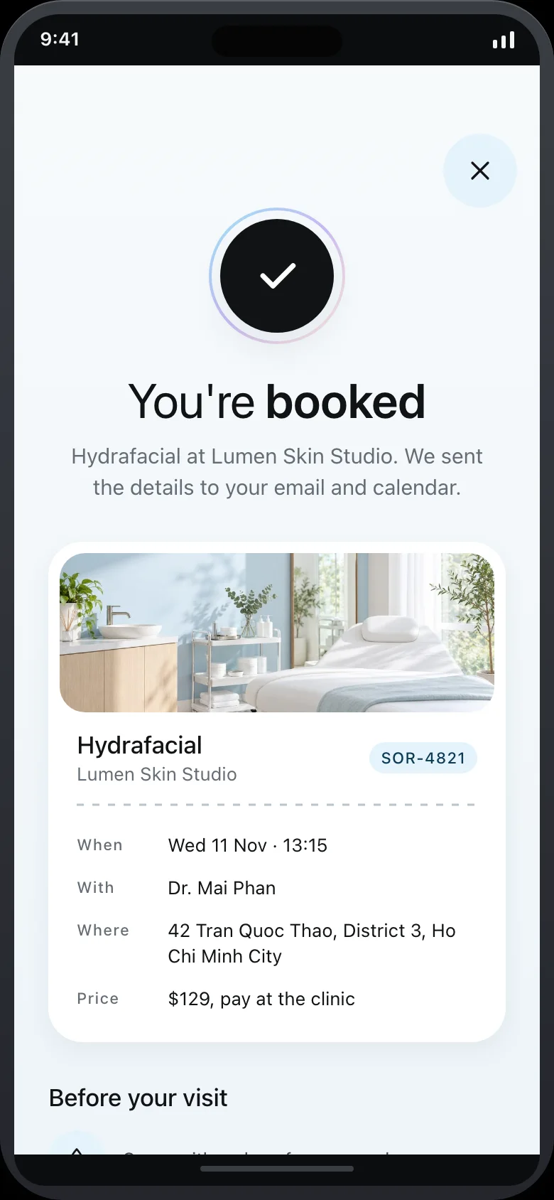 Soriel (AI Skin Diagnostic & MedSpa Booking) — Booking Confirmed