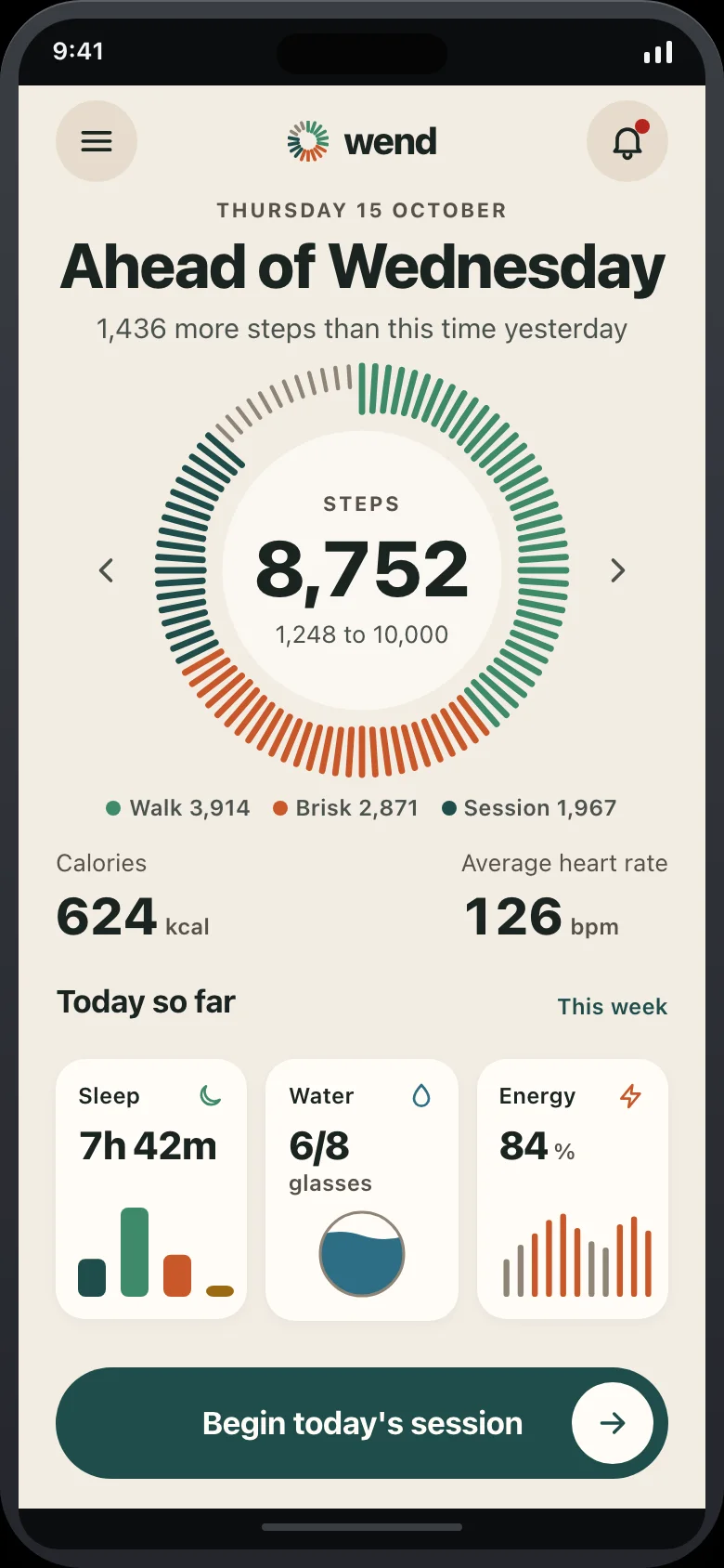 Wend (Movement & Recovery Coach) — Today