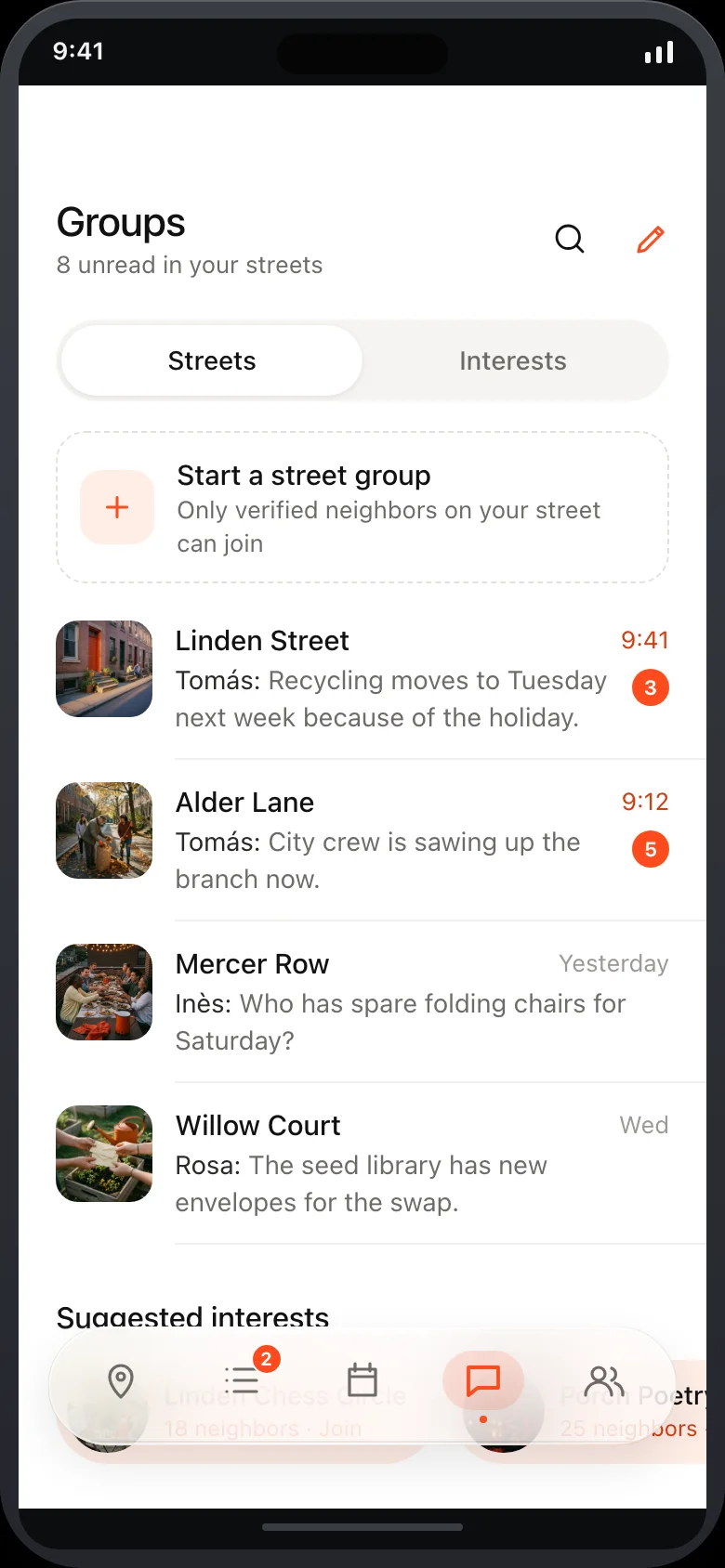 Porchly (AI Neighborhood Community) — Groups
