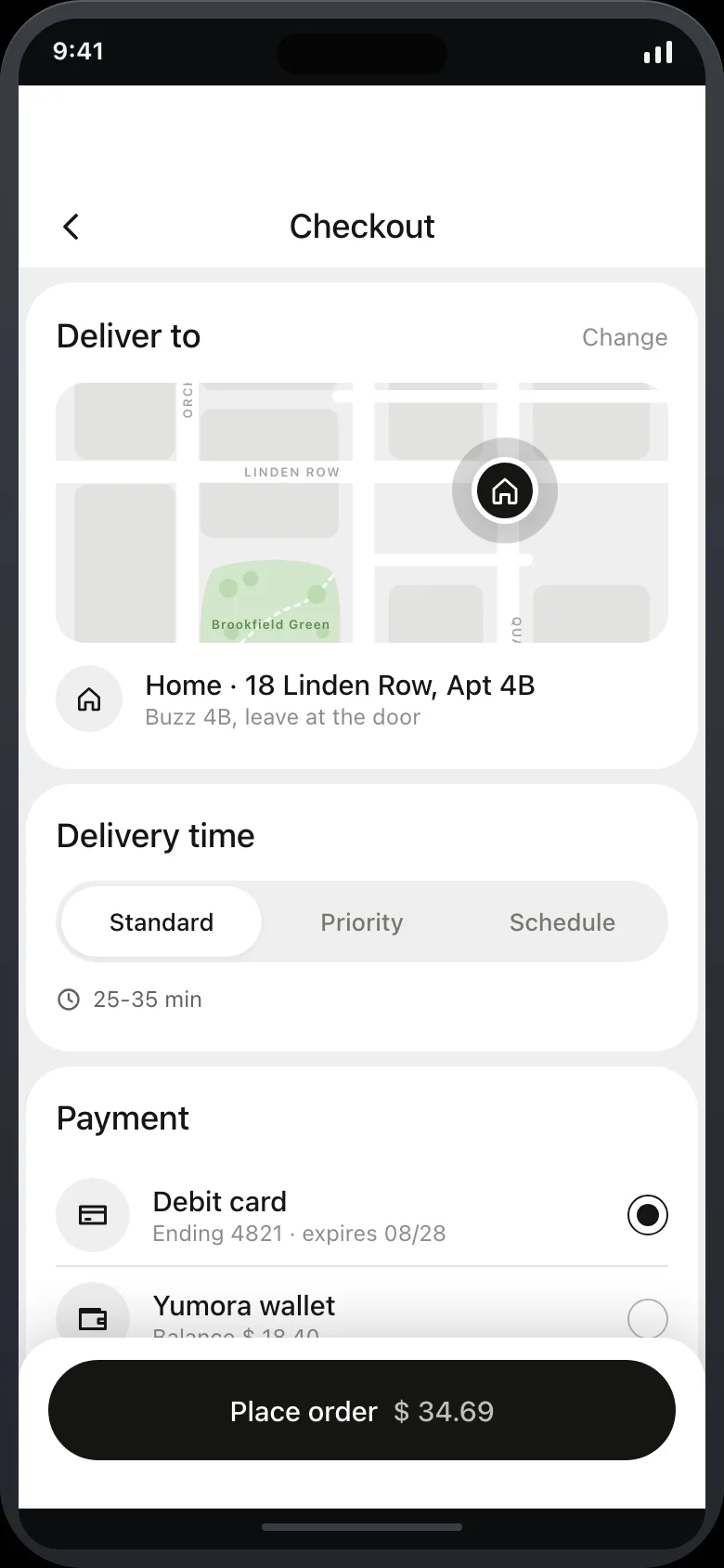 Yumora (AI Food Delivery Marketplace) — Checkout