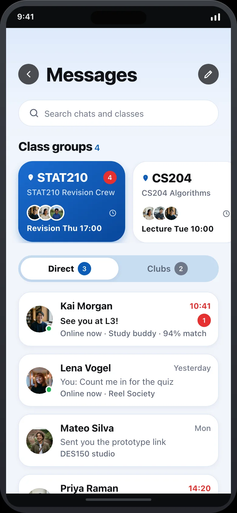 Campora (AI Campus Social Network) — Messages