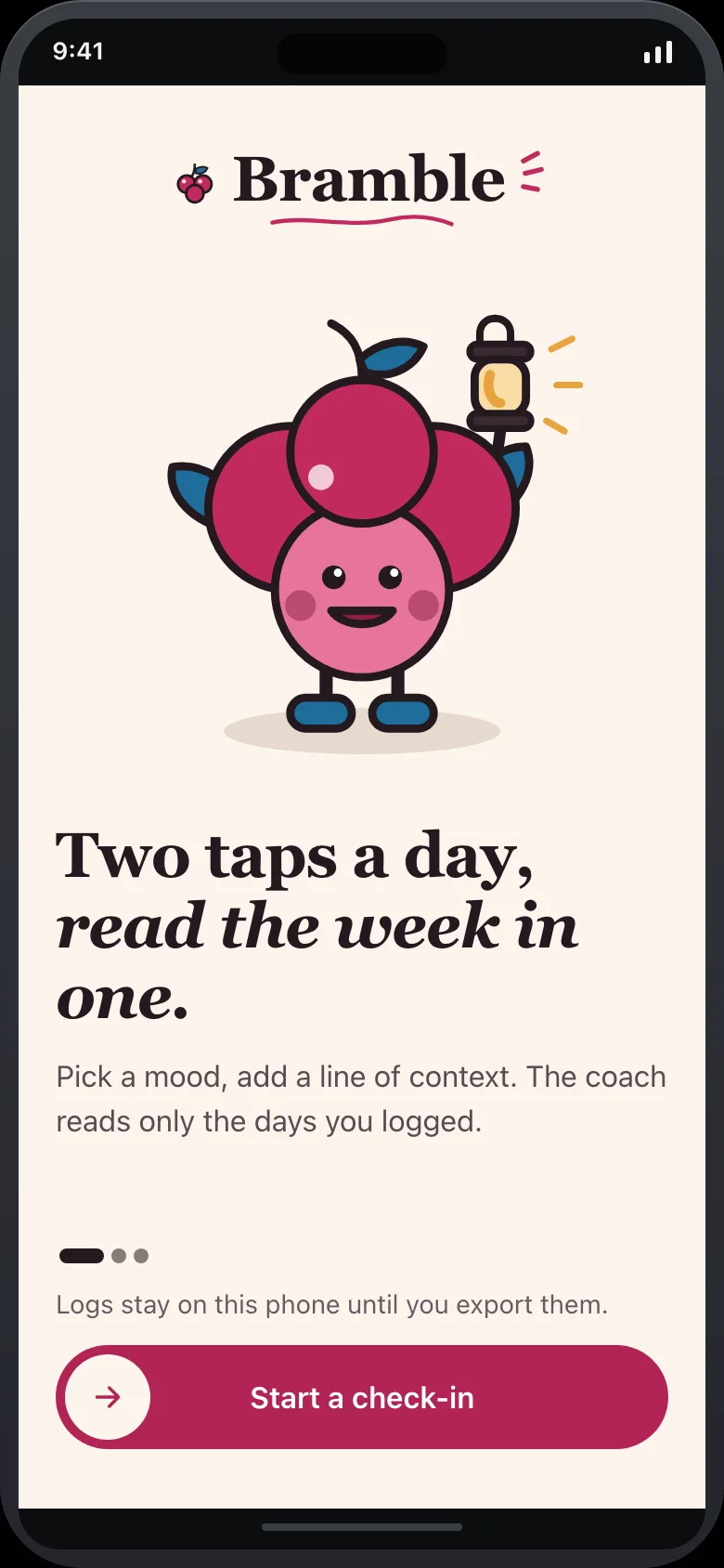 Bramble (Mood Log & Read-Back Coach) — Onboarding