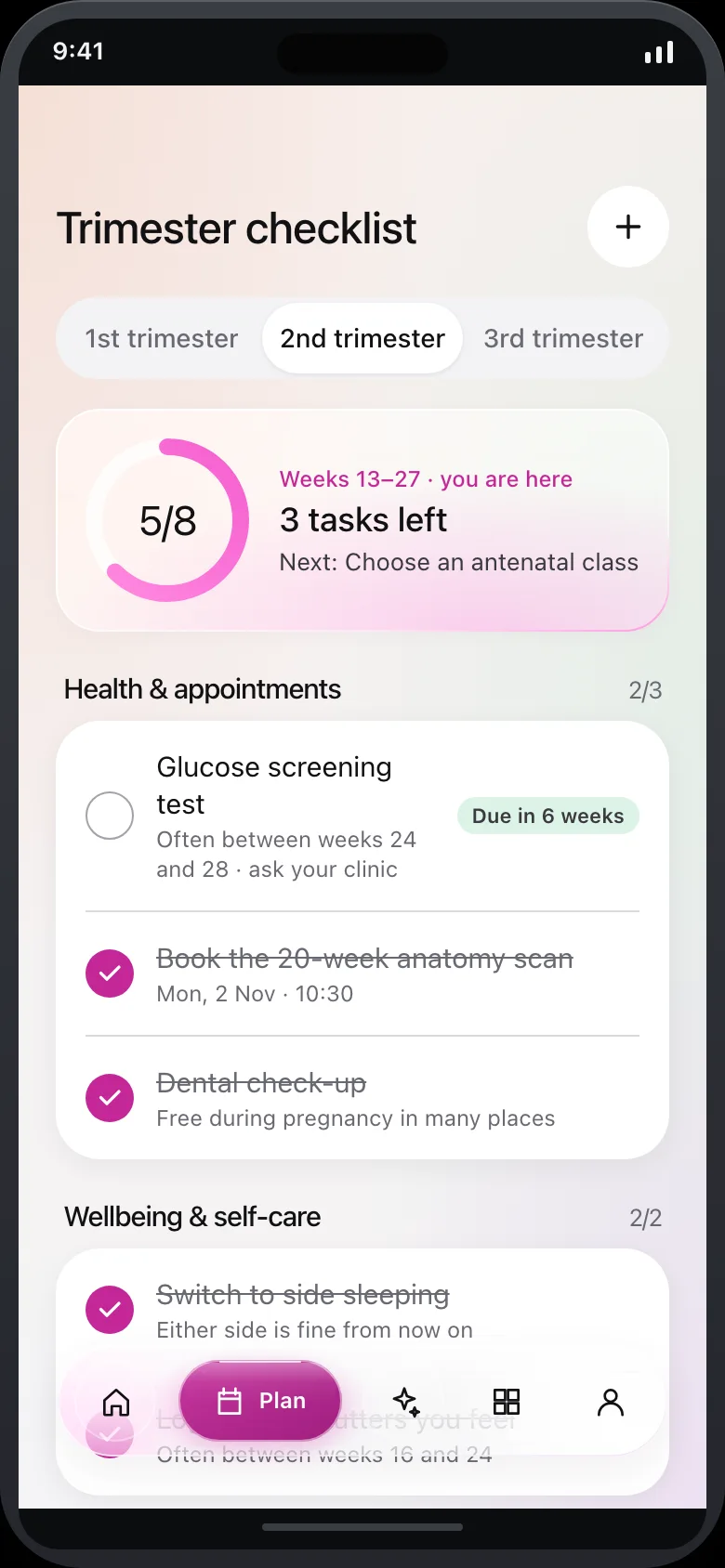 Nestlune (AI Pregnancy Companion) — Checklist