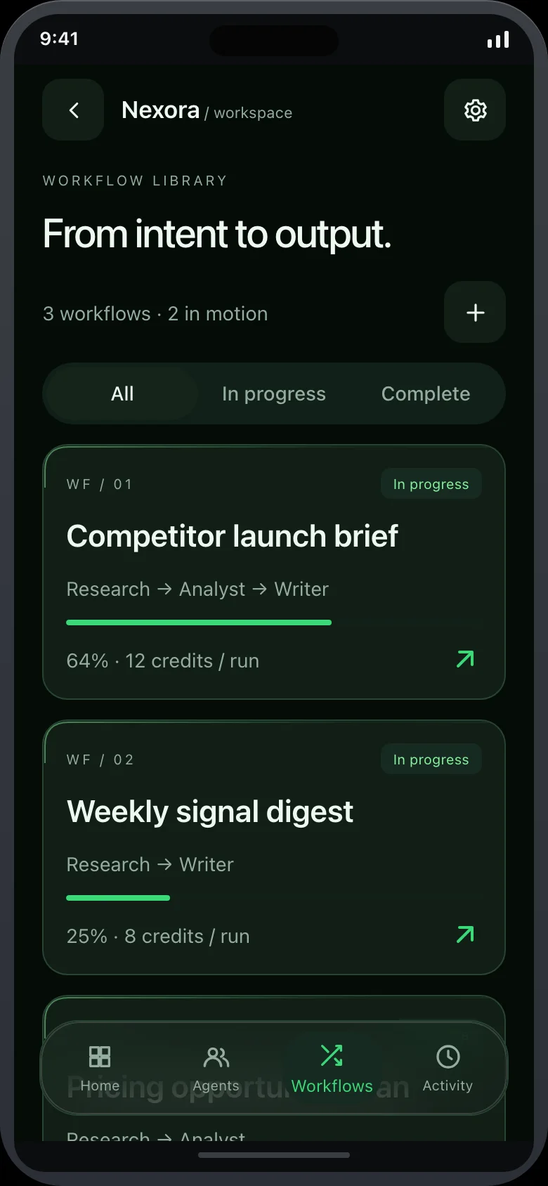 Nexora Agents — Workflows