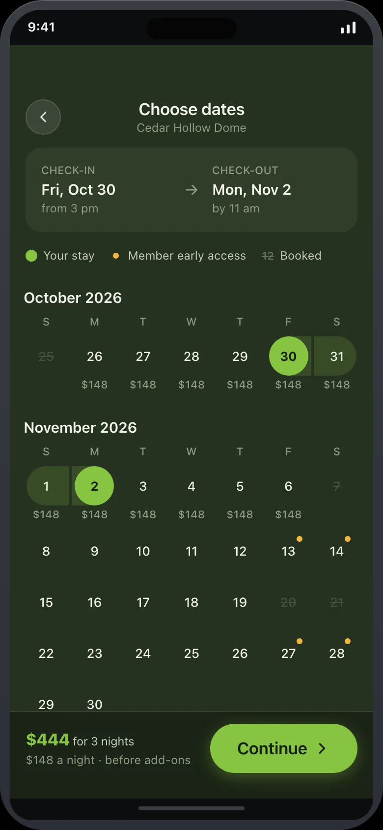 Fernlo (AI Glamping & Campsite Booking) — Dates