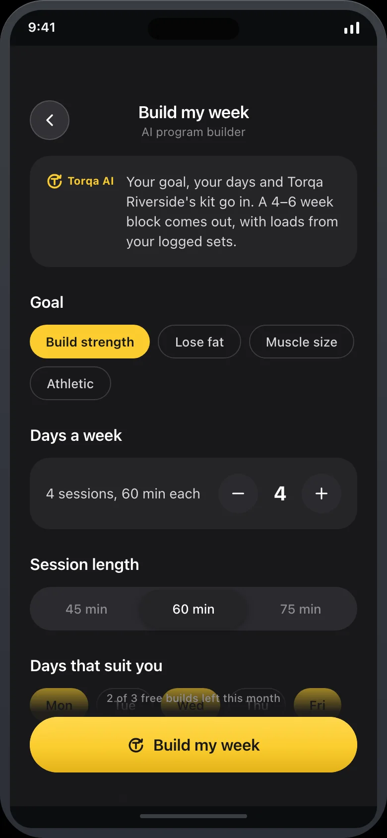 Torqa (AI Gym Membership & Program Builder) — Builder