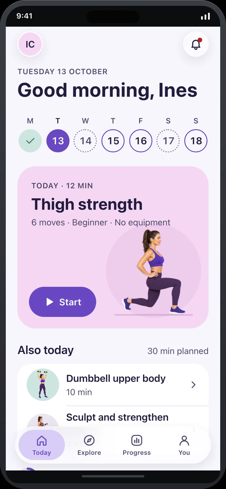 Lissom (Home Workout Planner) — Home