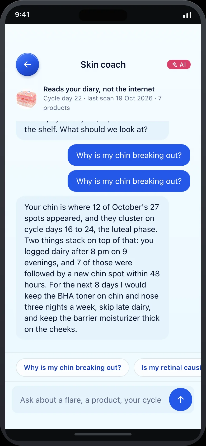 Dewlog (AI Skin Diary & Trigger Tracker) — Coach