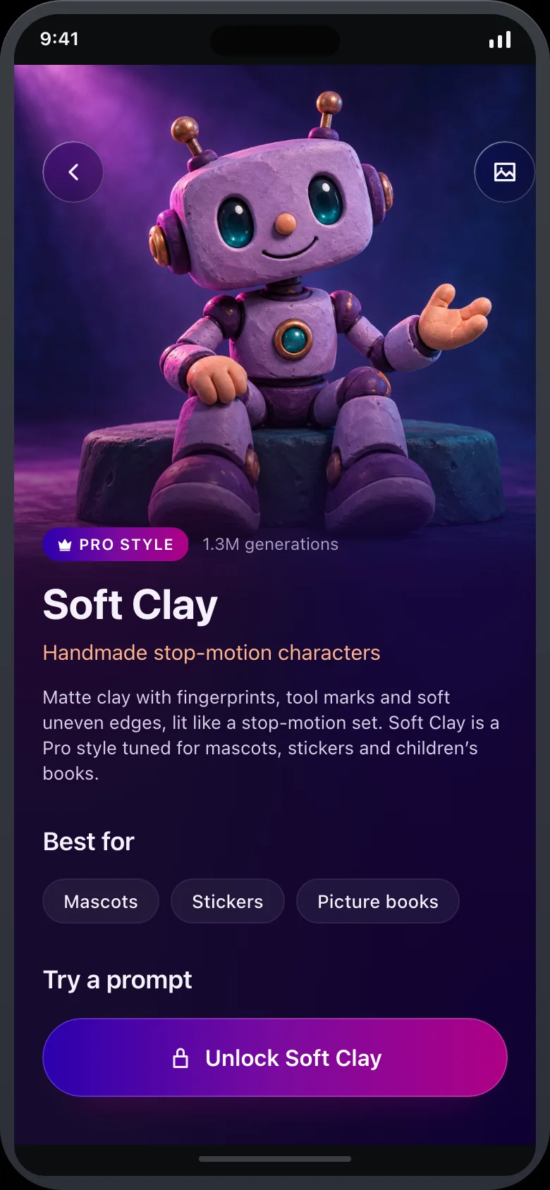 Prismora (AI Art Generator) — Style Detail