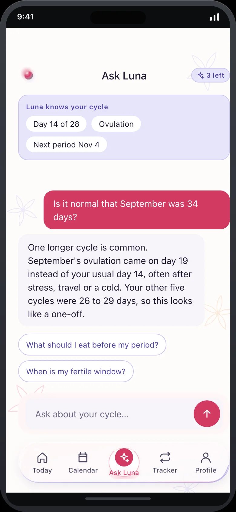 Petalune (AI Period, Ovulation & Cycle Tracker) — Coach