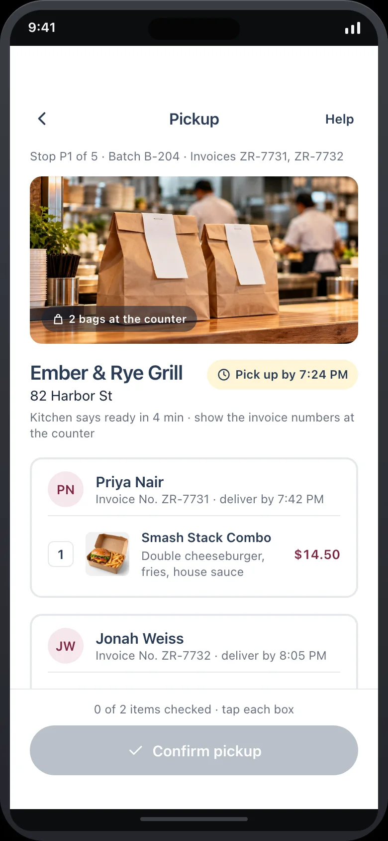 Zyvro Rider (AI Food Delivery Courier & Route Optimizer) — Pickup