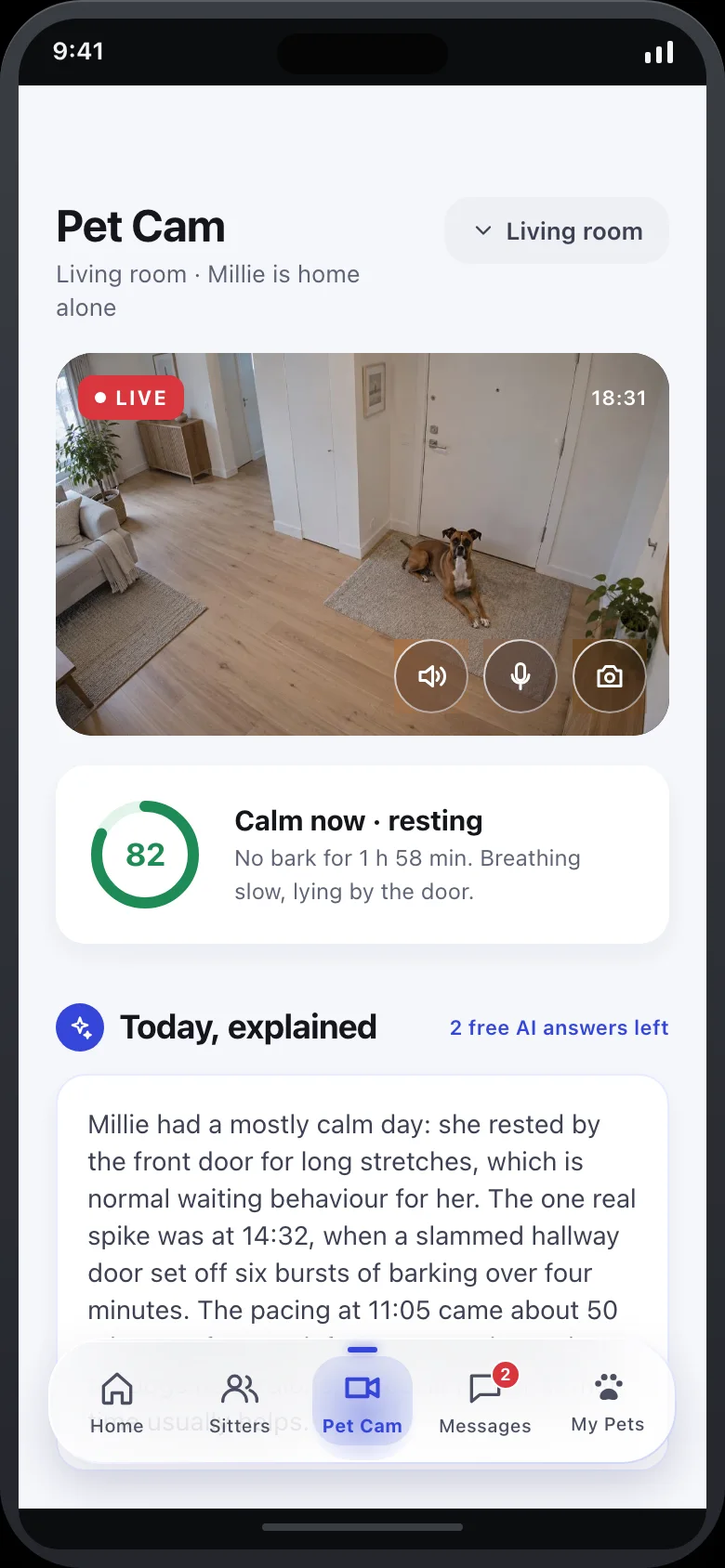 Tendro (AI Pet Sitter & Pet Cam) — Pet Cam