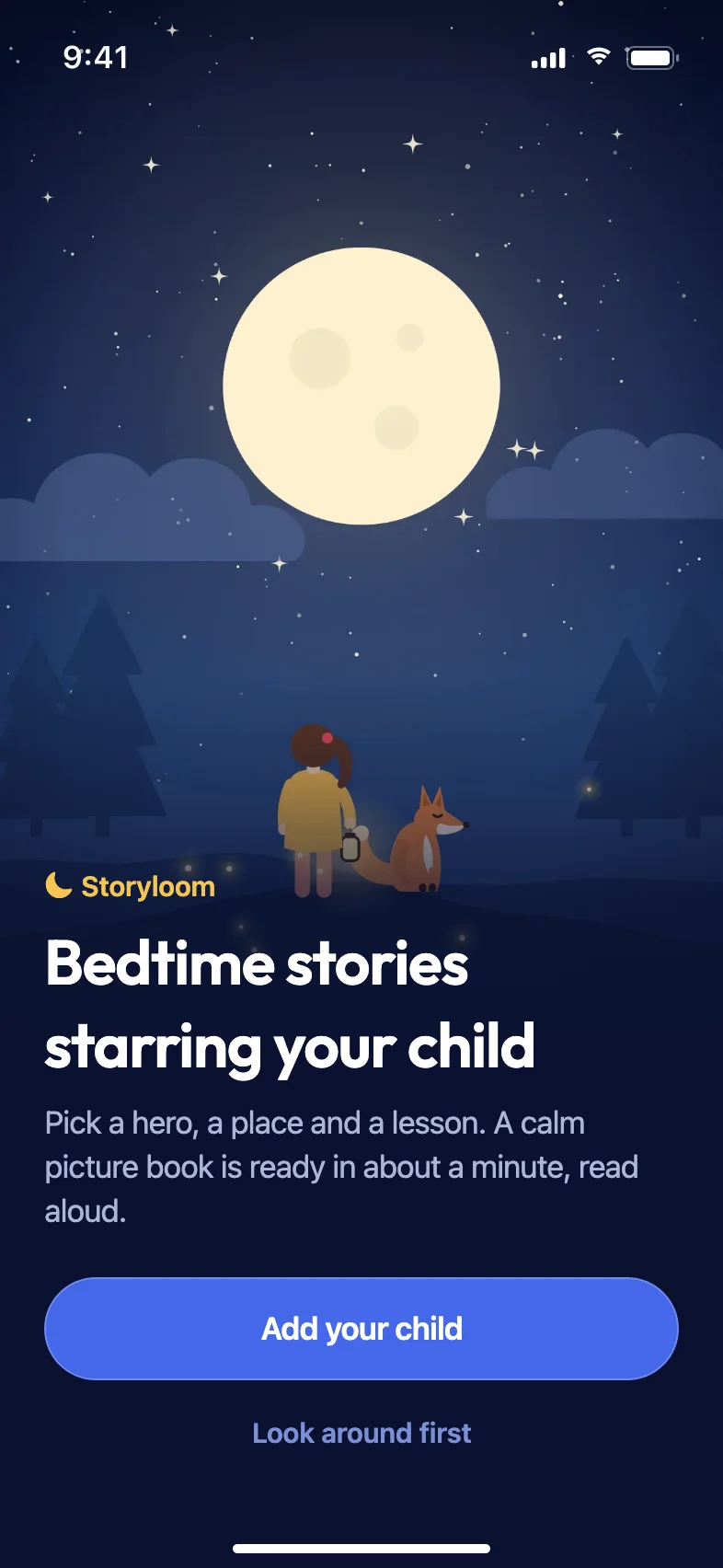 Storyloom AI Bedtime Story App — Bedtime stories starring your child