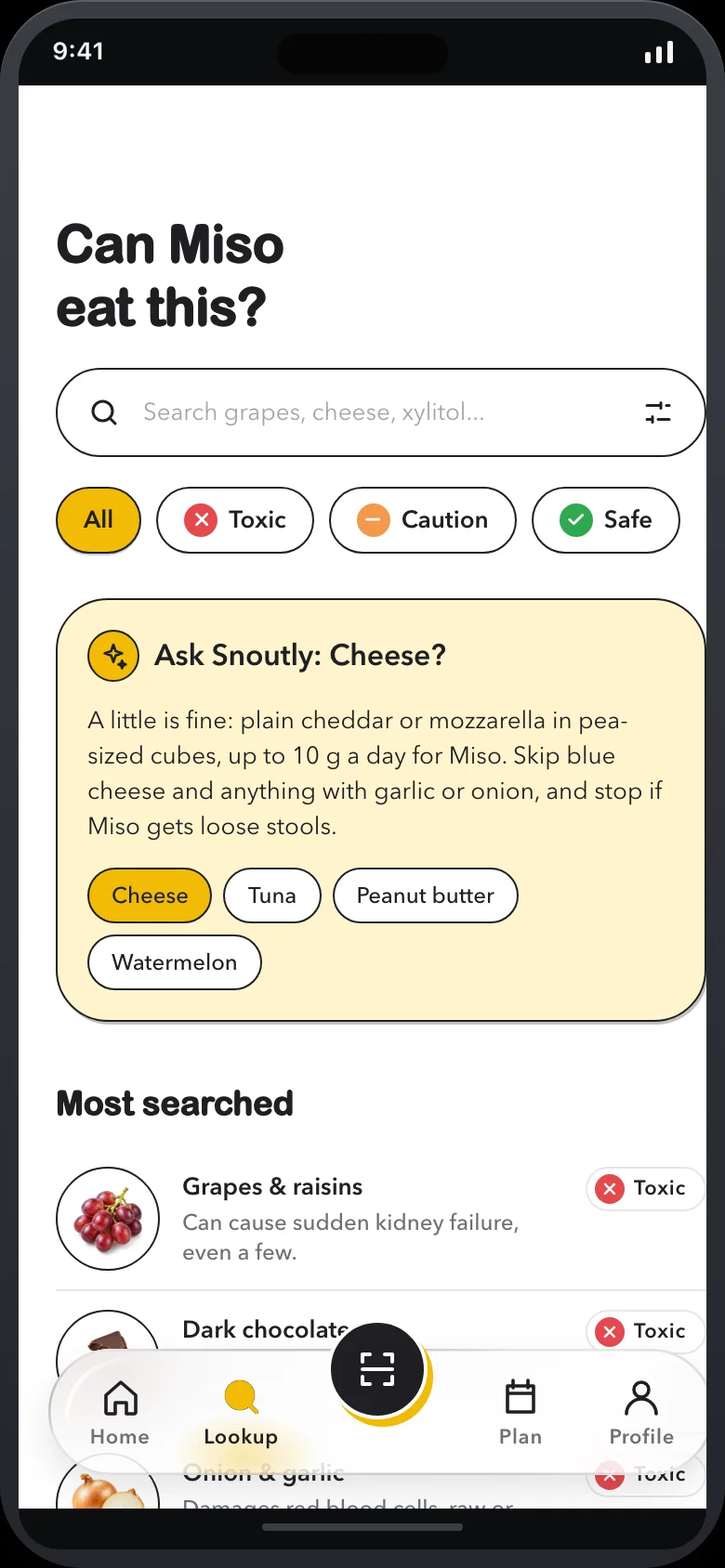 Snoutly (AI Pet Food Scanner) — Lookup