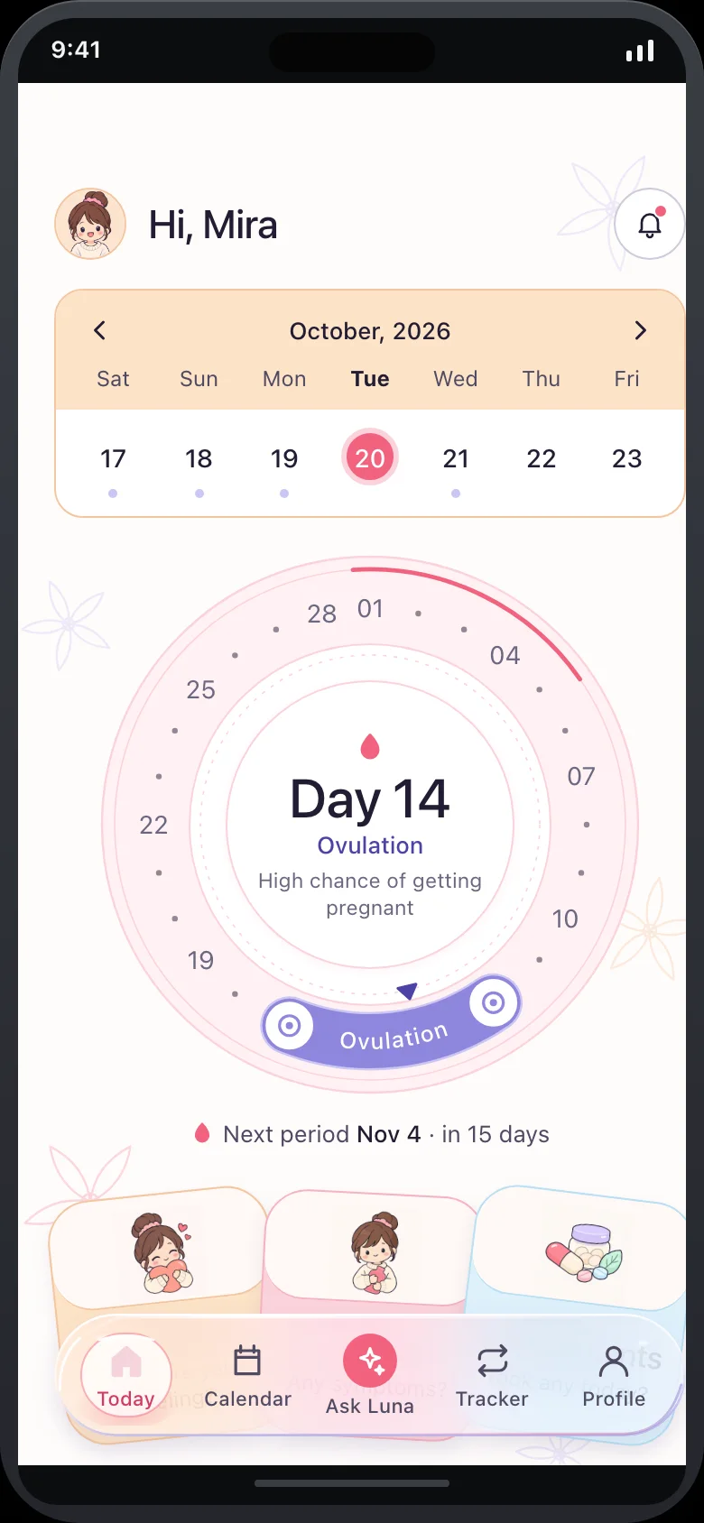 Petalune (AI Period, Ovulation & Cycle Tracker) — Home
