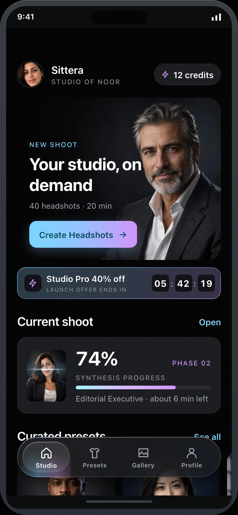 Sittera (AI Headshot Studio) — Home