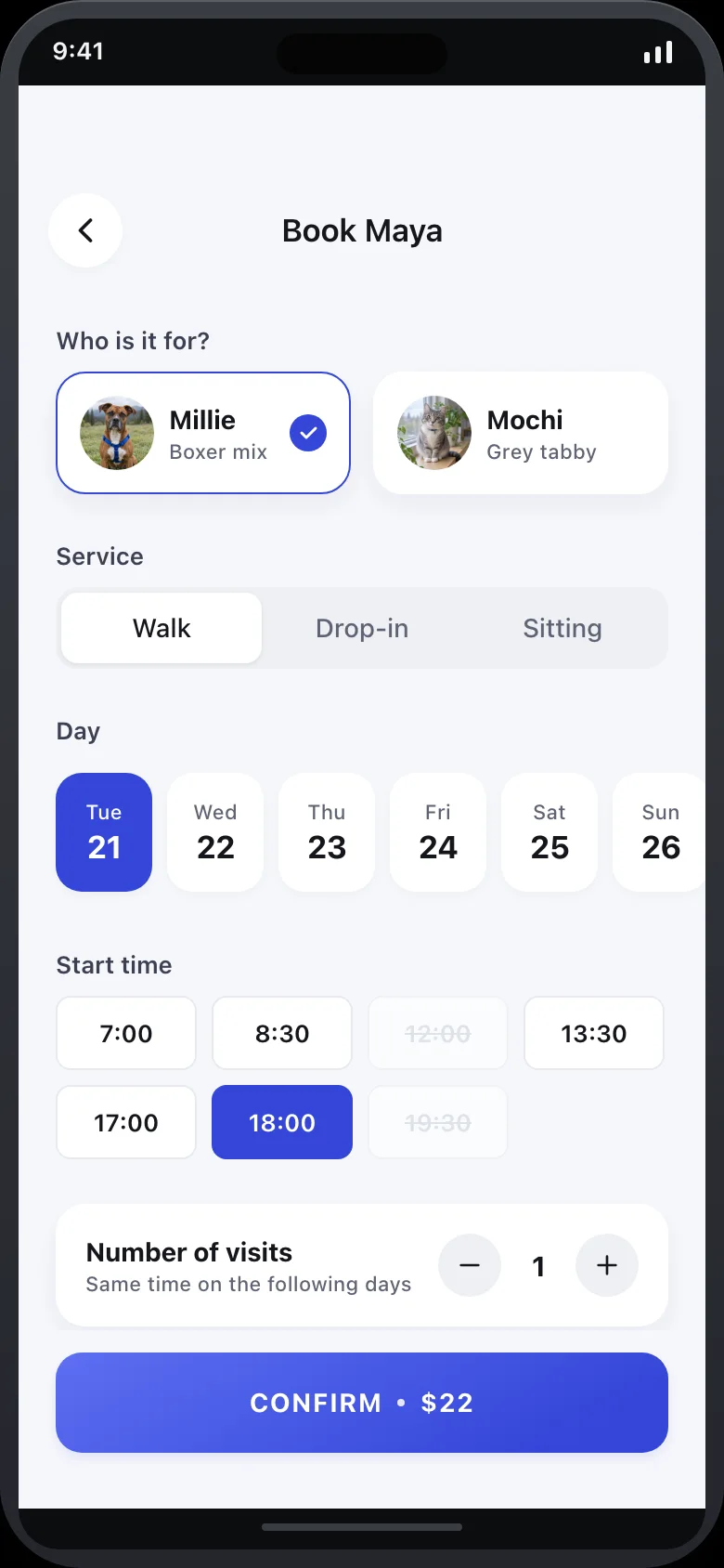 Tendro (AI Pet Sitter & Pet Cam) — Booking