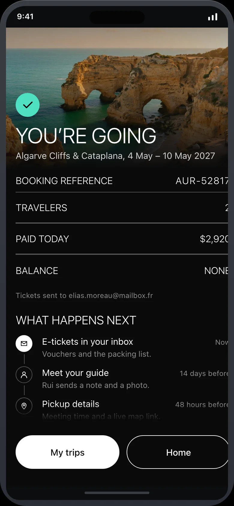 Aurevo (AI Tour Booking & Trip Matcher) — Confirmation