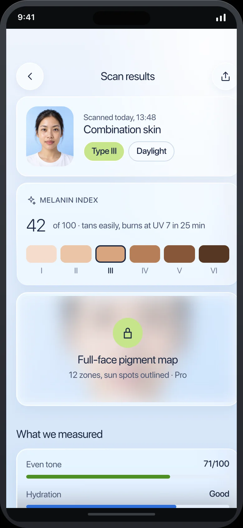 Shadelle (AI Melanin, UV & Sun Care Advisor) — Scan Result