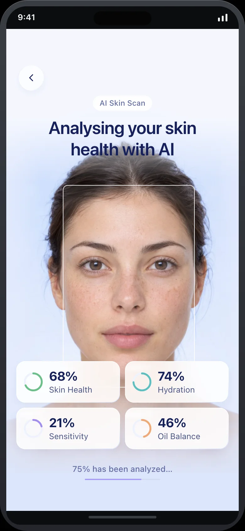 Veyla (AI Skin Analyzer) — Analyzing