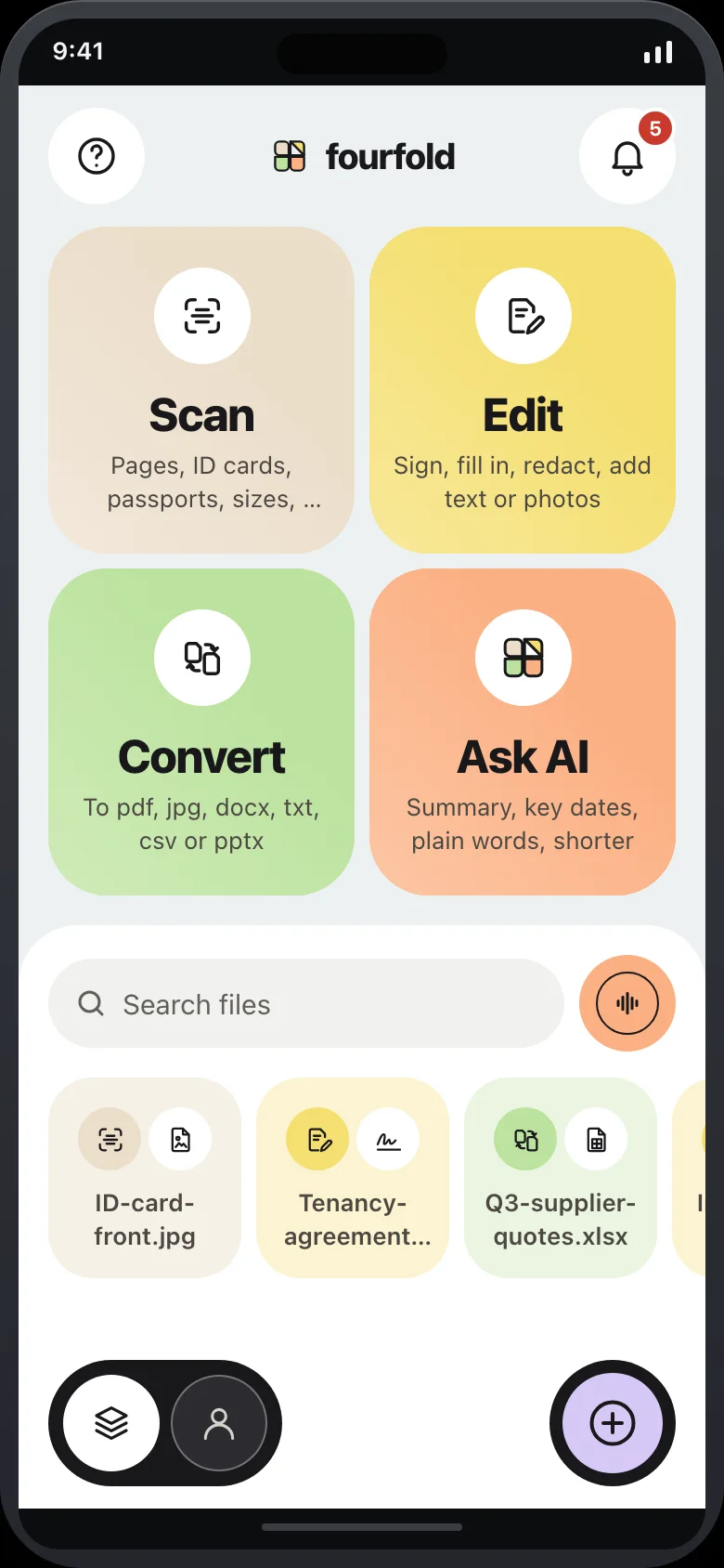 Fourfold (Document Scanner & AI Reader) — Home