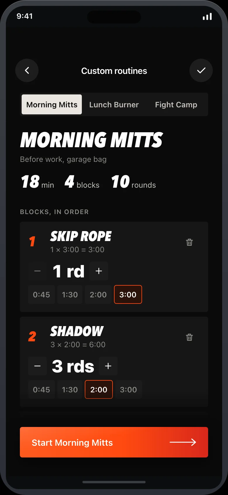 Knuckra (AI Boxing & HIIT Coach) — Routines