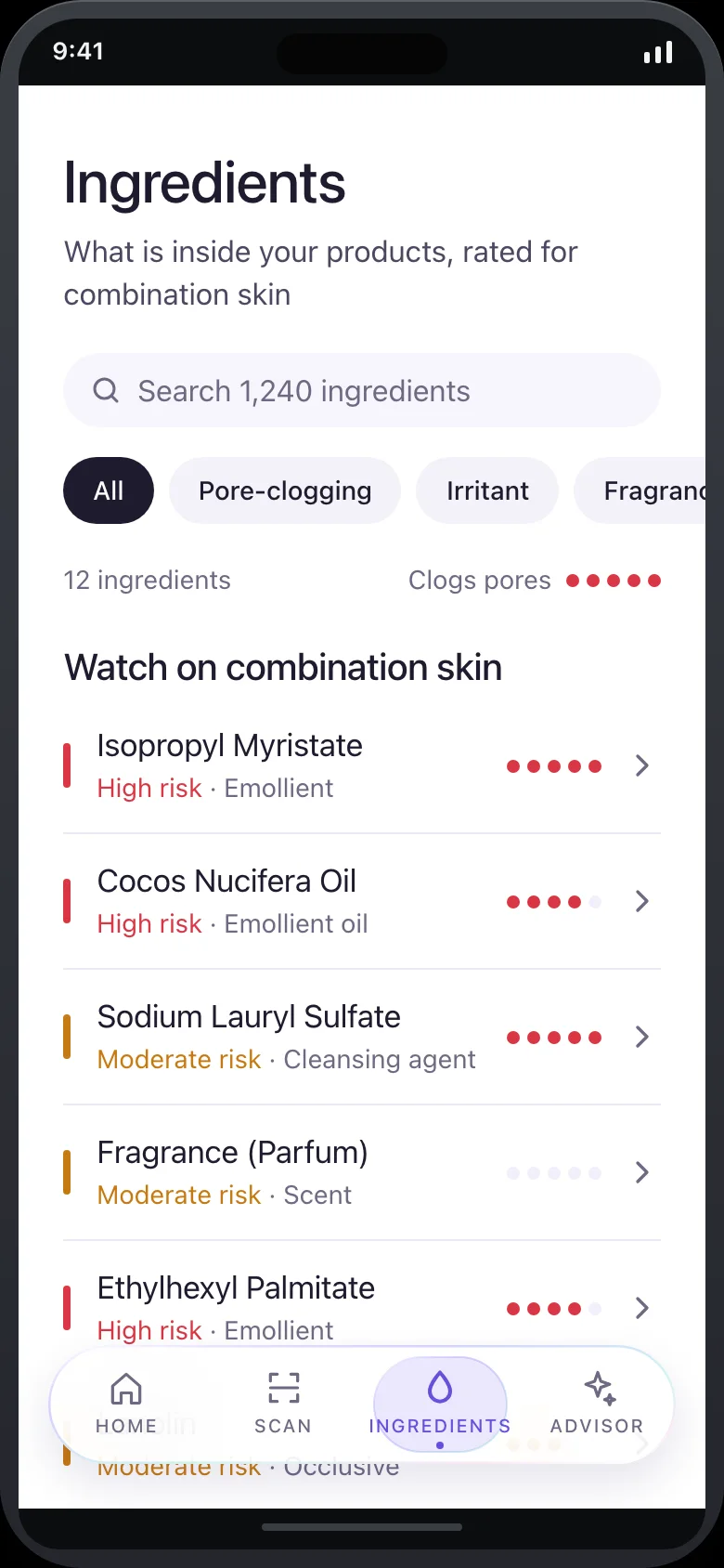 Nuvelle (AI Cosmetic Ingredient Scanner) — Ingredients