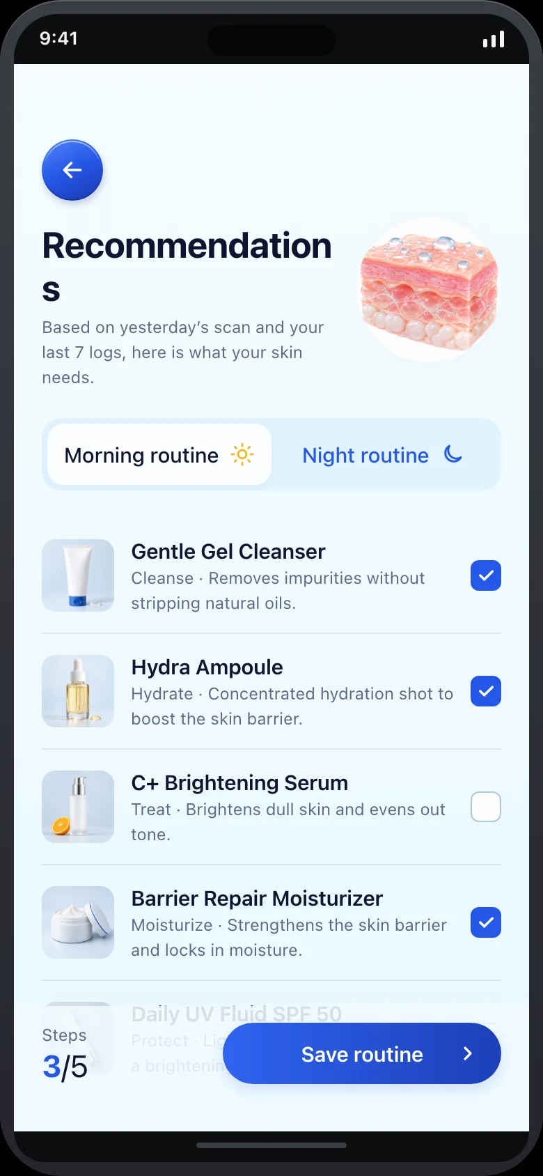 Dewlog (AI Skin Diary & Trigger Tracker) — Routine