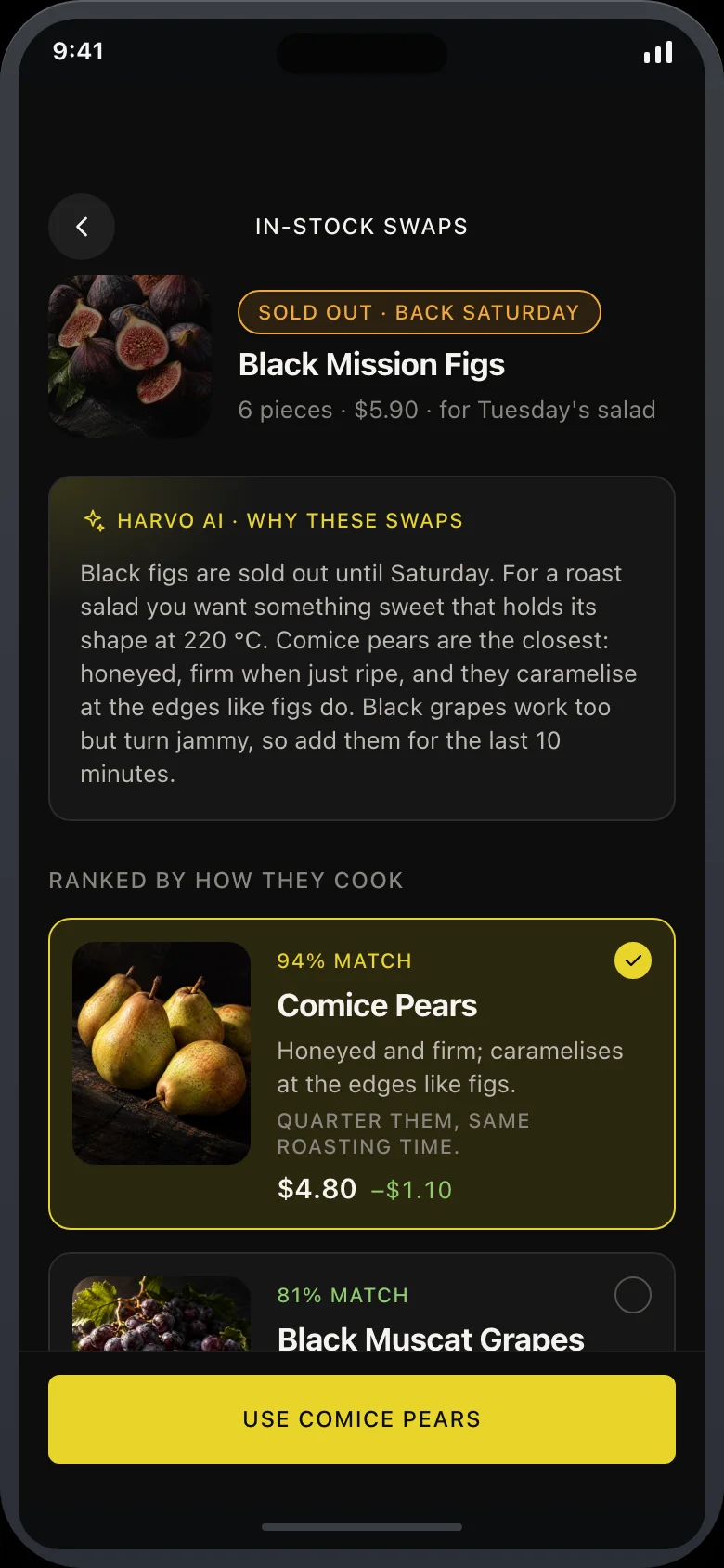 Harvo (AI Grocery Delivery & Recipe-to-Cart) — Substitutes