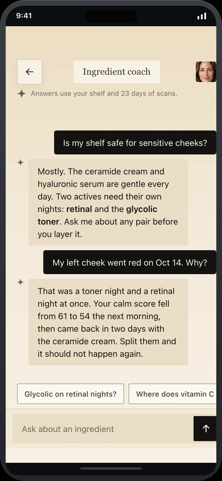 Velline (AI Skin Glow & Anti-Aging Tracker) — Coach