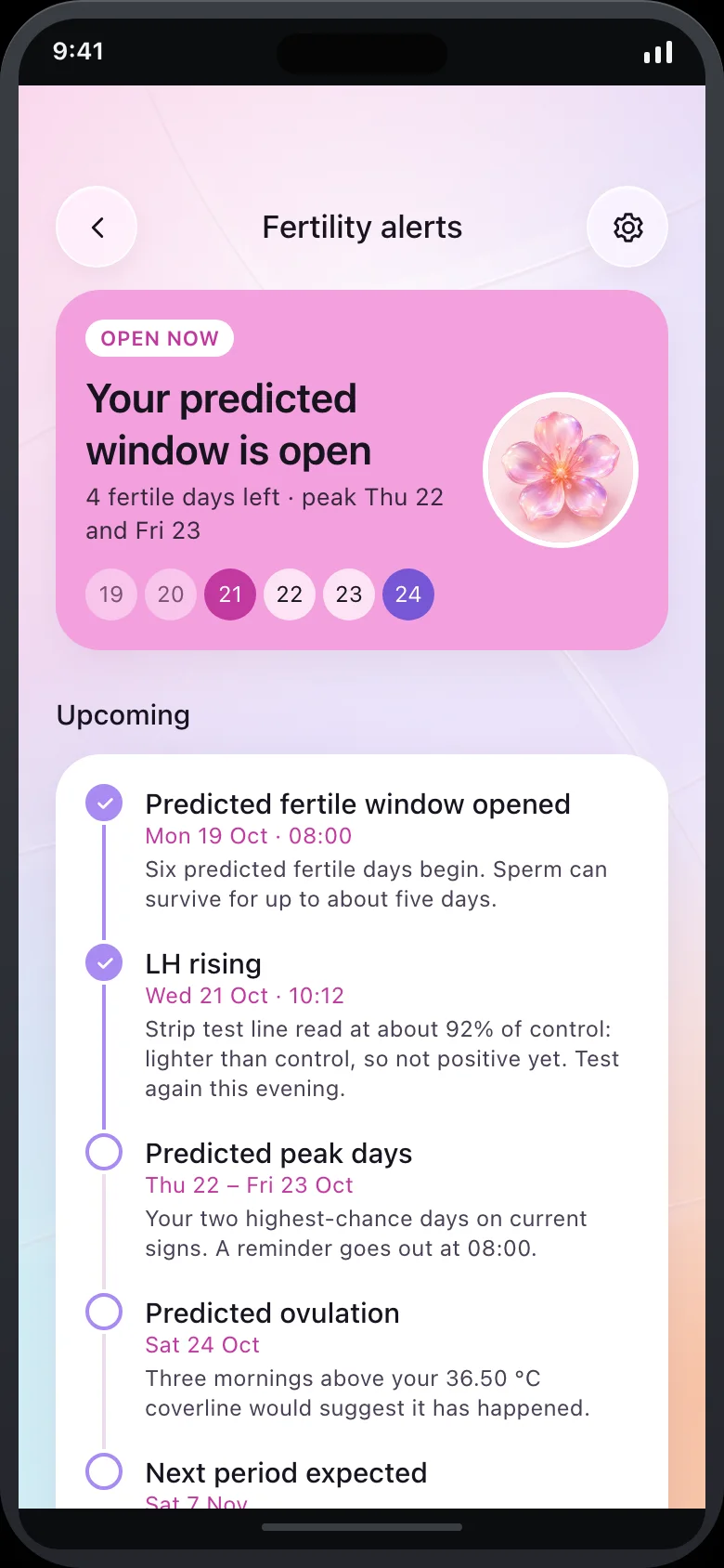 Ovaya (AI Fertility, BBT & Conception Coach) — Fertile Alerts