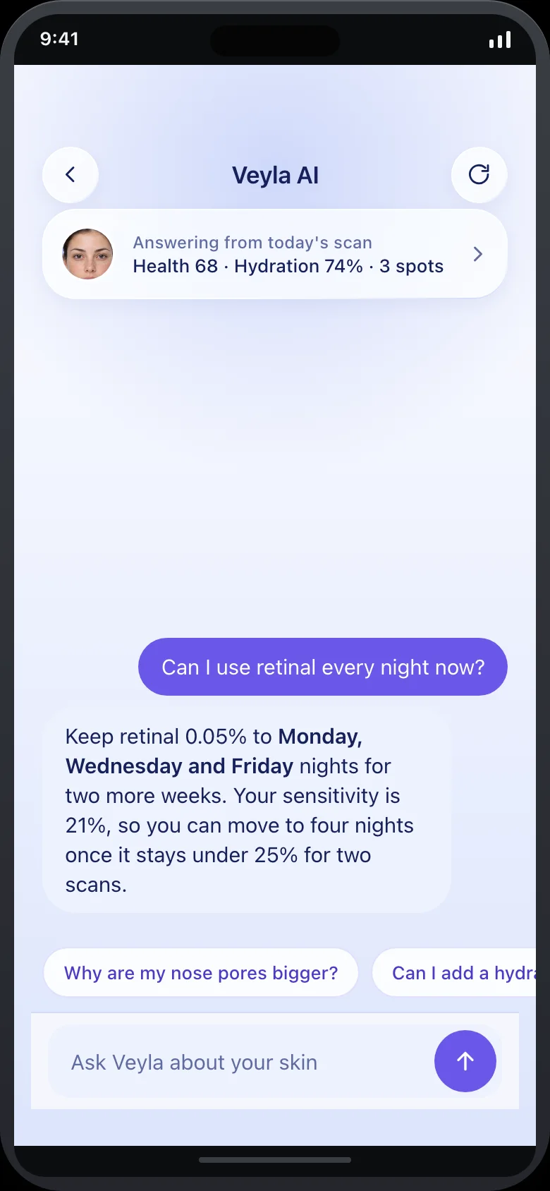 Veyla (AI Skin Analyzer) — Coach