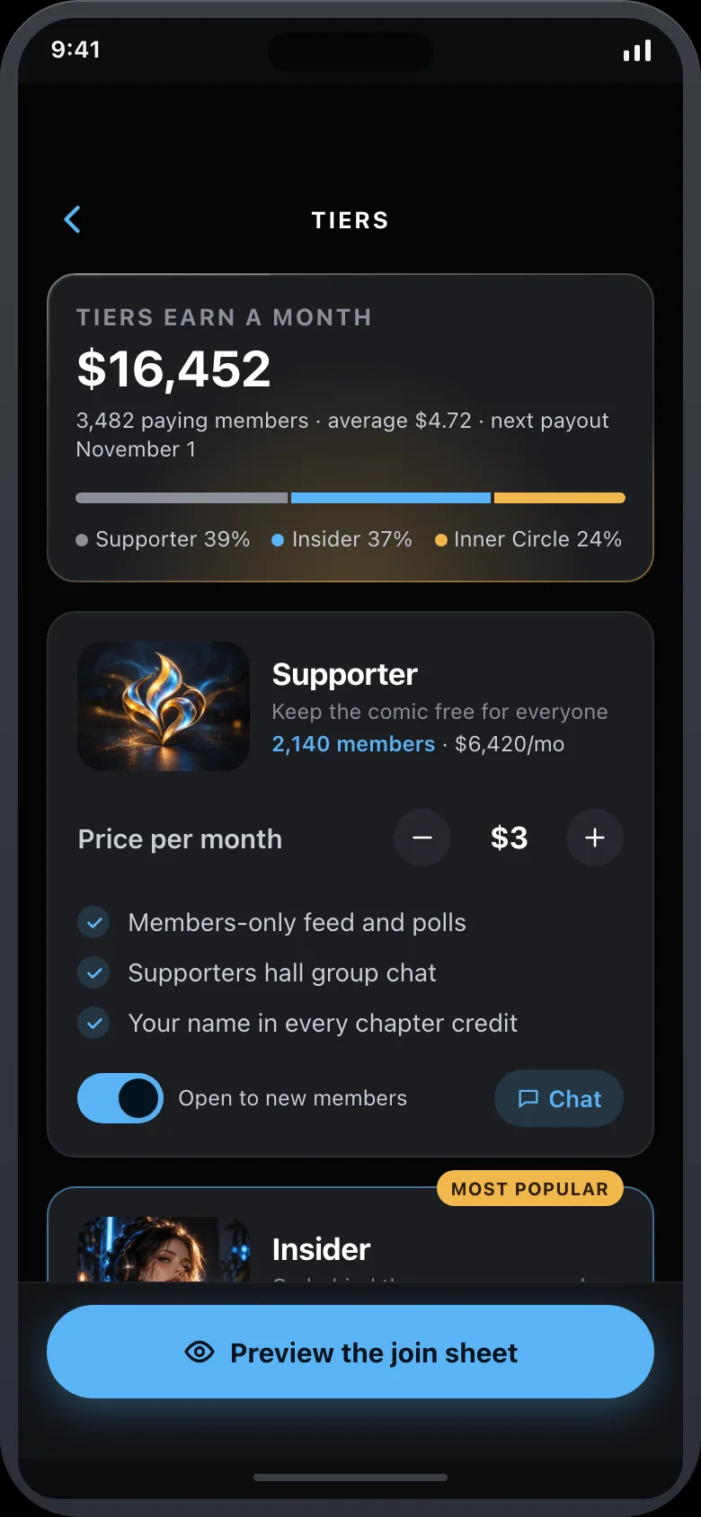 Fanlume (AI Creator Fan Club & Membership) — Tiers